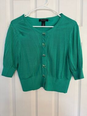 White House Black Market Cardigan with Floral Gem Buttons